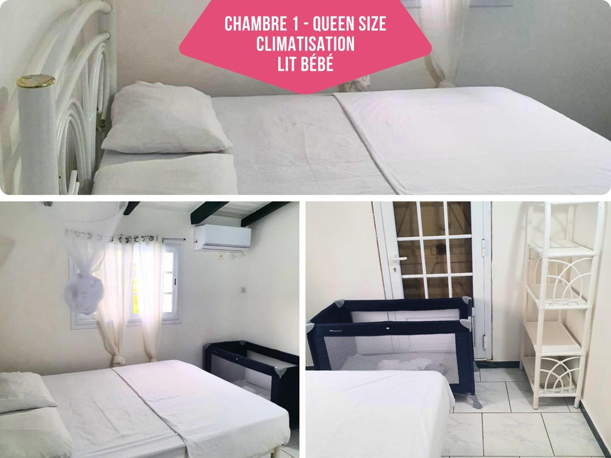 Le Sable Bleu - Evasion Tropicale A Sainte-Anne - Plage 5Min - Piscine - Parking - Logement Climatise - Vue Sur Les Palmiers - Parfait Pour Sejours En Famille Ou Entre Amis Luaran gambar